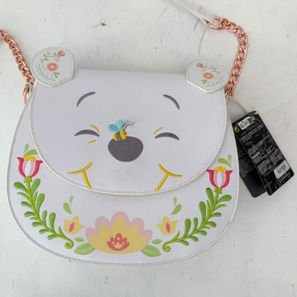 Loungefly NEW Winnie the Pooh Cosplay Folk Floral Crossbody Bag Embroidered